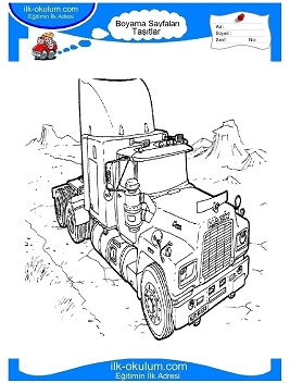 Çocuklar İçin Tır Boyama Sayfaları 